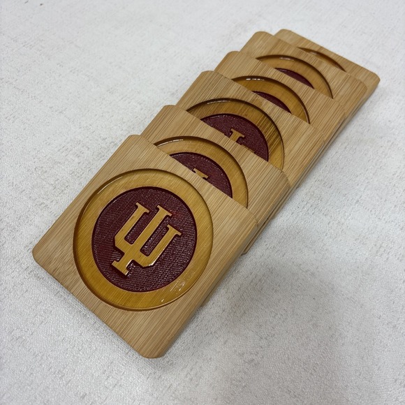 IU Indiana University Wooden Coasters Set Of 6 Sports - Picture 5 of 5